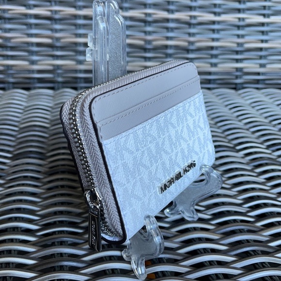 Michael Kors Medium Zip Around Card Case In Bright White - Picture 11 of 16